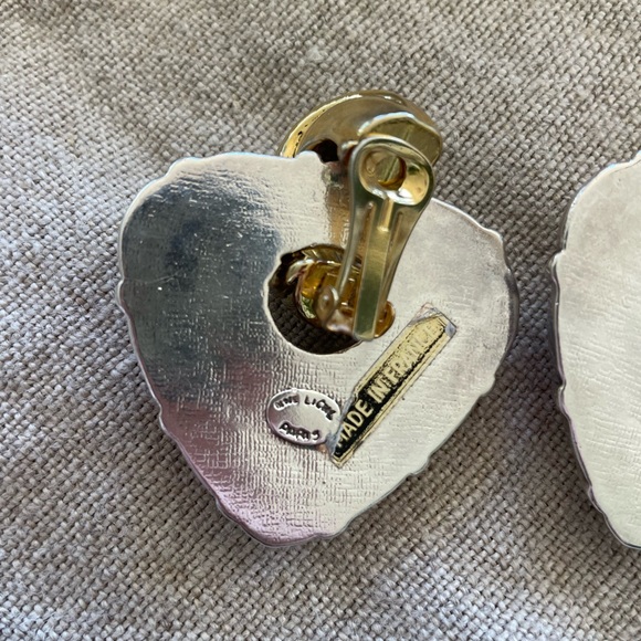 Vintage Une Ligne Paris French Designer Big Door Knocker Clip Earrings signed - Picture 6 of 7